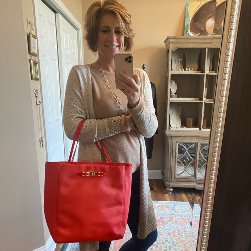 Ted Baker Red Saffiano Leather Icon Tote - Picture 3 of 7